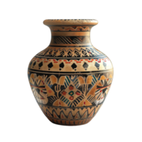 An old vase with a colorful design on it png
