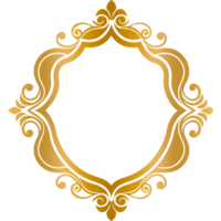 Decorative Gold Border Frame with Floral Patterns with Transparent Background, free download png
