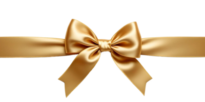 A Golden Satin Bow Tied in a Perfect Knot png