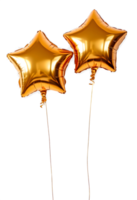 Two Golden Star-Shaped Balloons Floating png