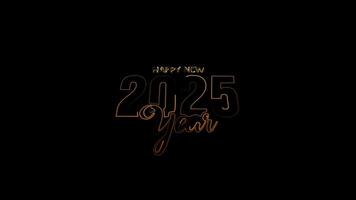 Happy new year 2025 text on black background video