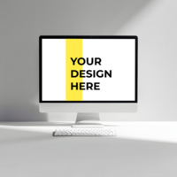 Office Desk Mockup with a Computer Monitor psd