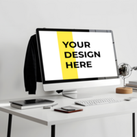 Computer Monitor Mockup Displayed on a Desk psd