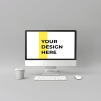 Computer Monitor Displayed in a Desk Setup psd