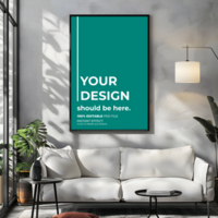 Modern Home Living Room with Poster Mockup Display psd