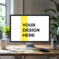 Minimal Desk Mockup Displaying a Monitor psd