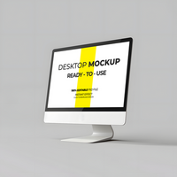Clean Workspace Mockup with a Computer Screen psd