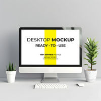 Modern Workspace Mockup with a Computer Monitor psd