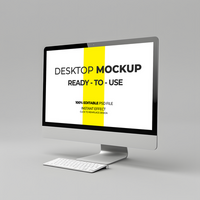 Functional Desk Space with Monitor Mockup psd