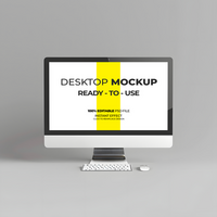 Desktop Computer Screen Mockup in a Work Setting psd
