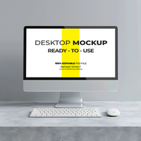 Computer Monitor Display on a Clean Workspace psd