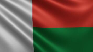 Madagascar flag fluttering close-up in the wind, of the national flag of video
