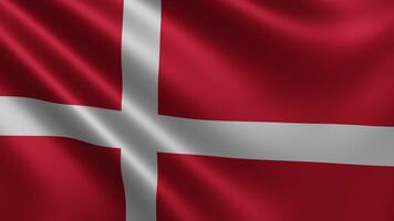 The flag of Denmark is fluttering in the wind close-up, the national flag of video