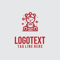 A red logo with a girl sitting on a chair vector