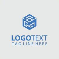A blue cube logo design for a business vector