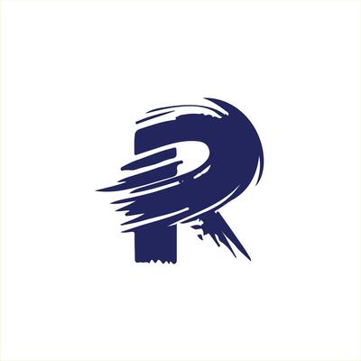 R brush letter logo