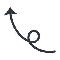 Curly thin arrow or pointer for creating dynamic web designs, infographics, presentations vector
