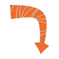 Striped orange arrow or pointer for creating dynamic web designs, infographics, presentations vector