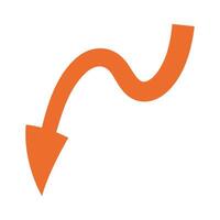 Curved orange arrow or pointer for creating dynamic web designs, infographics, presentations vector