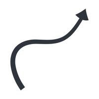 Thin black curved arrow or pointer for creating dynamic web designs, infographics, presentations vector