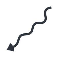 Wavy black arrow or pointer for creating dynamic web designs, infographics, presentations vector