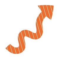 Striped curved arrow or pointer for creating dynamic web designs, infographics, presentations vector