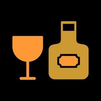 Wine Bottle and Glass Icon Design vector