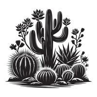 Minimalist Cactus Silhouette on White Background vector