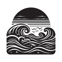 Minimalist Flat Silhouette of a Calm Ocean Wave vector