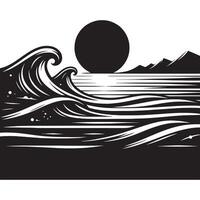 Flat Artistic Black Silhouette of a Calm Sea Wave vector