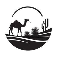 Minimalist Camel in Desert Silhouette on White Background vector
