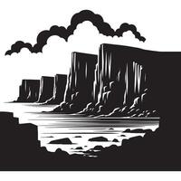 Black Silhouette of a Coastal Cliff on White Background vector