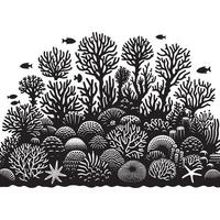 Minimalist Silhouette of a Coral Reef on White Background vector