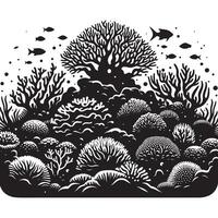 Flat Coral Reef Silhouette on White Background vector