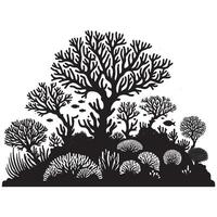 Minimalist Artistic Silhouette of a Coral Reef on White Background vector