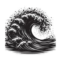 Minimalist Crashing Wave Silhouette on White Background vector