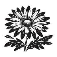 Artistic Minimalist Black Silhouette of a Daisy Flower on White vector