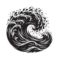 Artistic Minimalist Silhouette of a Crashing Wave on White Background vector