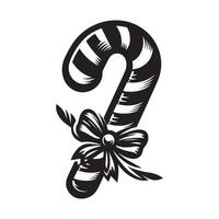 Striped Candy Cane Silhouette Icon on White Background vector