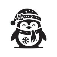 Stylized Penguin Silhouette Icon for Festive Themes vector