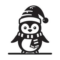 Artistic Penguin Icon in Black Silhouette for Holidays vector