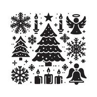 Stylized Set of Christmas Tree Silhouette Icons vector