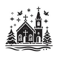 Minimalist Church Silhouette Icon for Christmas vector
