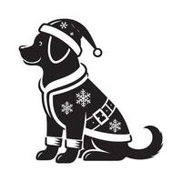 Playful Dog in Christmas Costume Silhouette Icon vector