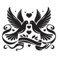 Dove with Ribbon Silhouette Icon vector