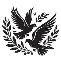 Dove with Olive Branch Icon in Black Silhouette vector