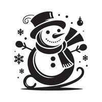 Playful Snowman Black Silhouette vector