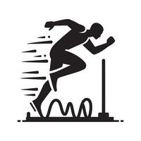 Agility Drill Silhouette on White Background vector