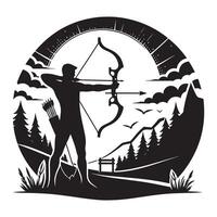 Archery Silhouette with Bow and Arrow vector