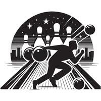 Bowling Follow-Through Silhouette vector